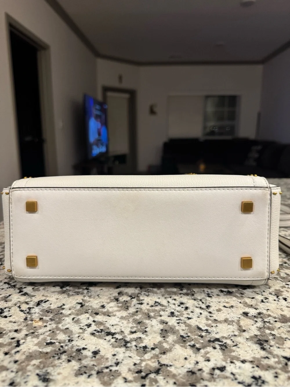 Michael Kors White Laila Small Satchel with Gold Accents